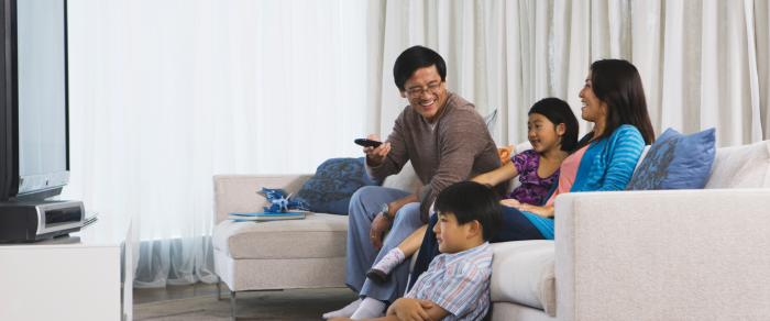 family watching TV